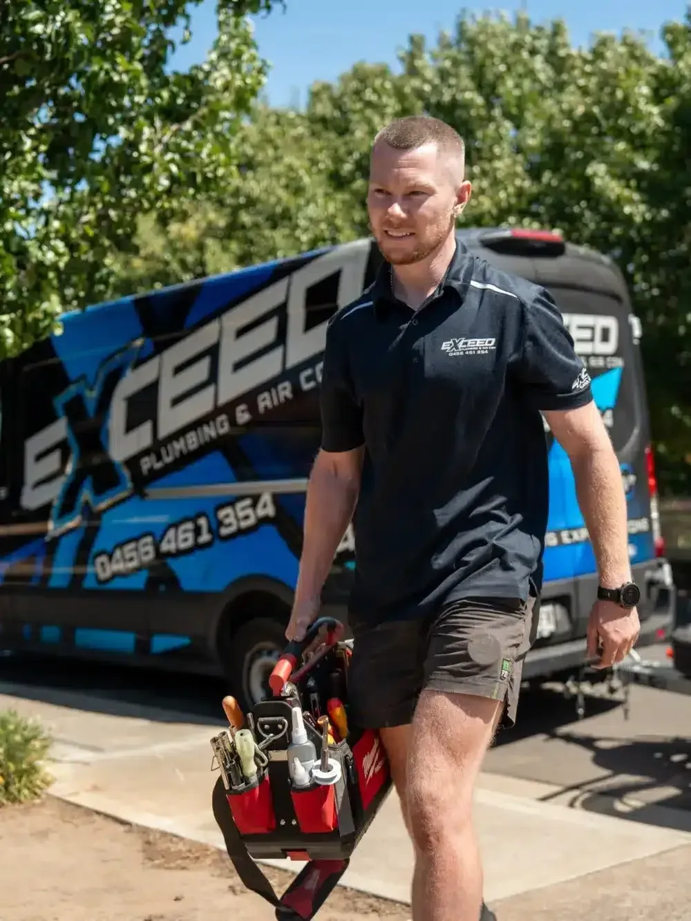 Local plumber arriving at a Happy Valley home